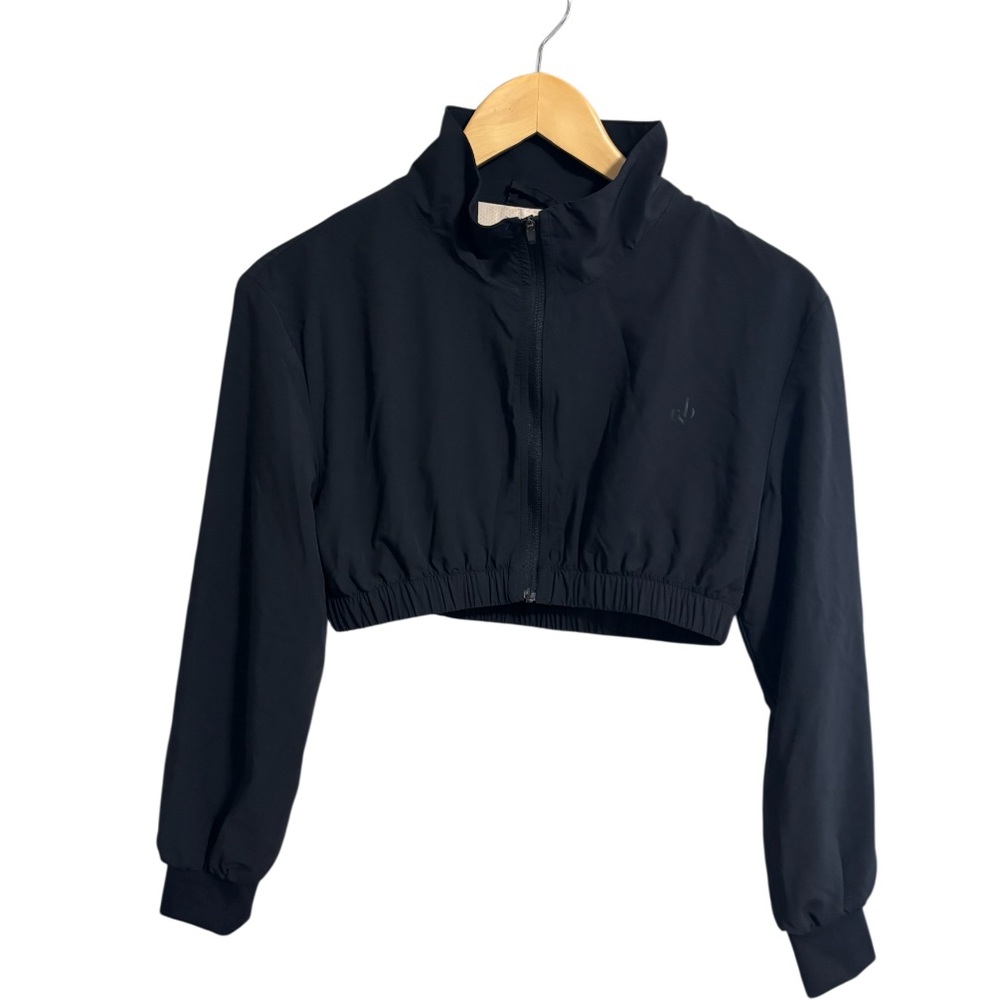 CSB Crop Shop Boutique Cropped Bomber Windbreaker Jacket White
